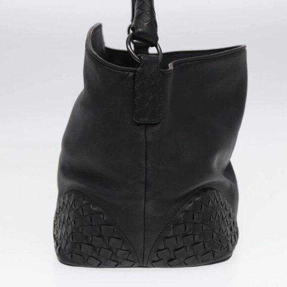 BOTTEGA VENETA INTRECCIATO Shoulder Bag Leather Black Auth ki4752 - Picture 5 of 16
